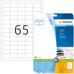 Etichette Premium A4, carta bianca 38,1x21,2 mm opaca 650 pz.