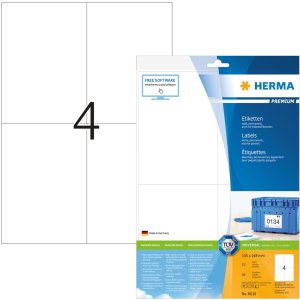 Etichette Premium A4, carta bianca 105x148 mm opaca 40 pz.