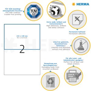 Etichette HERMA Premium A4 bianco 210x148 mm carta opaca 20 pezzi