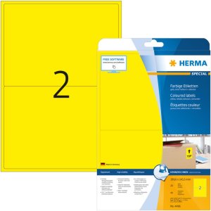 Etichette A4 giallo 199,6x143,5 mm carta opaca 40 pz.