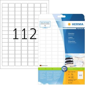 Etichette Premium A4, carta bianca 25,4x16,9 mm opaca...