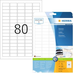 Etichette Premium A4, carta bianca 35,6x16,9 mm opaca...