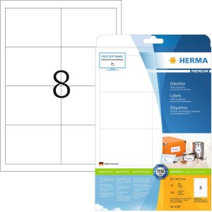 Etichette Premium A4, carta bianca 96,5x67,7 mm opaca 200...