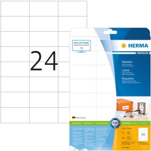 Etichette Premium A4, carta bianca 70x37 mm opaca 600 pz.