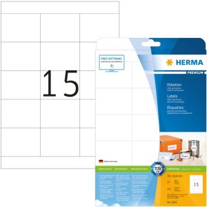 Etichette Premium a4, carta bianca 70x50,8 mm opaca 375 pz.