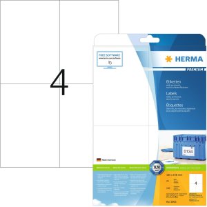Etichette Premium A4, carta bianca 105x148 mm opaca 100 pz.