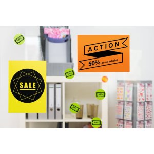 Etichette A4 giallo neon Ø 60 mm carta rotonda opaca 240 pz.