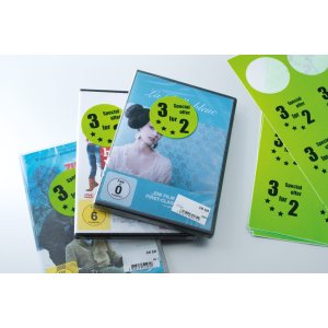 Etichette A4 giallo neon Ø 60 mm carta rotonda opaca 240 pz.