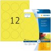 Etichette A4 giallo neon Ø 60 mm carta rotonda opaca 240 pz.