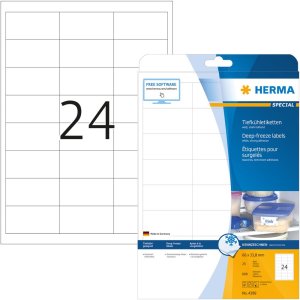 Etichette Frozen A4 bianco 66x33,8 mm carta opaca 600 pz.