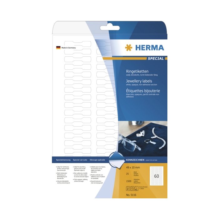 Etichette ad anelli HERMA A4 bianco 49x10 mm carta opaca 1500 pezzi