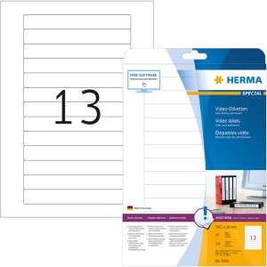 Etichette video A4 bianco 147,3x20 mm carta opaca 325 pz.