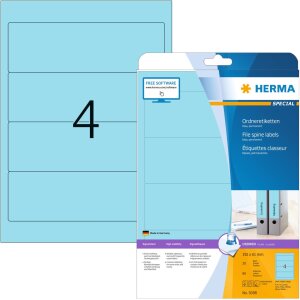 Etichette per cartelle A4 blu 192x61 mm carta opaca 80 pz.