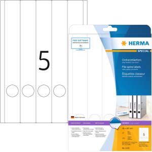 Etichette per cartelle A4 bianco 38x297 mm carta opaca...