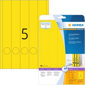 Etichette per cartelle A4 giallo 38x297 mm carta opaca...