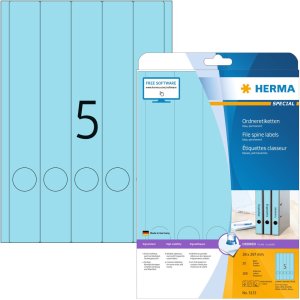Etichette per cartelle A4 blu 38x297 mm carta opaca 100 pz.