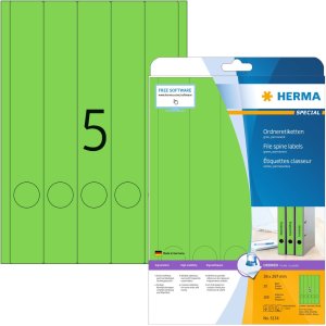 Etichette per cartelle A4 verde 38x297 mm carta opaca 100...