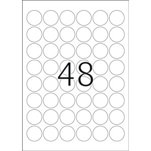 Etichette A4 bianche Ø 30 mm rotonde Carta...