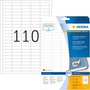 Etichette A4 bianche 38,1x12,7 mm Carta mobile-rimovibile...