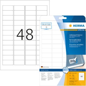 Etichette A4 bianche 45,7x21,2 mm Carta mobile-rimovibile opaca 1200 pz.
