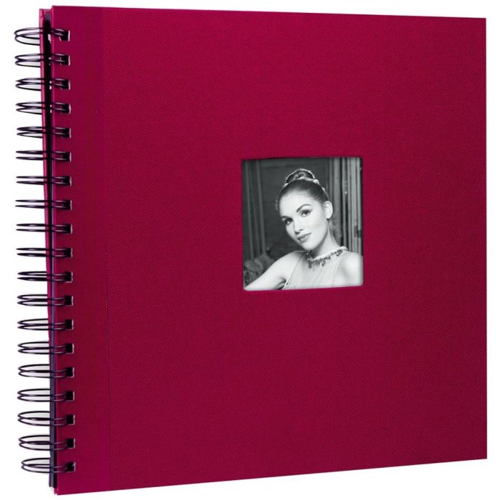 Album fotografico a spirale XL in rosso con foro di perforazione