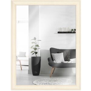 Cornice in legno H470 bianco 10x30 cm specchio in vetro