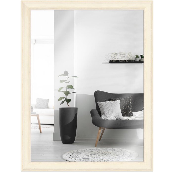 Telaio in legno H470 bianco 50x70 cm specchio in vetro