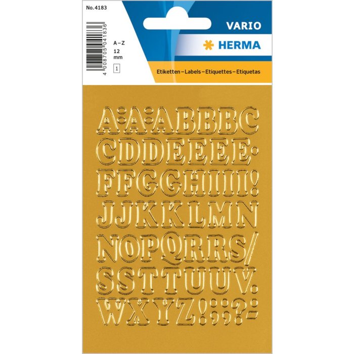 herma sticker lettere a-z lamina doro, 12 mm