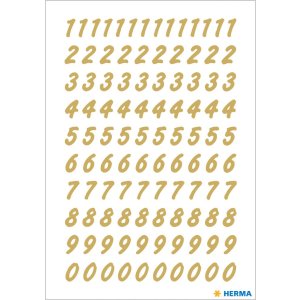 herma numeri adesivi 0-9 foglio doro, 2 fogli.