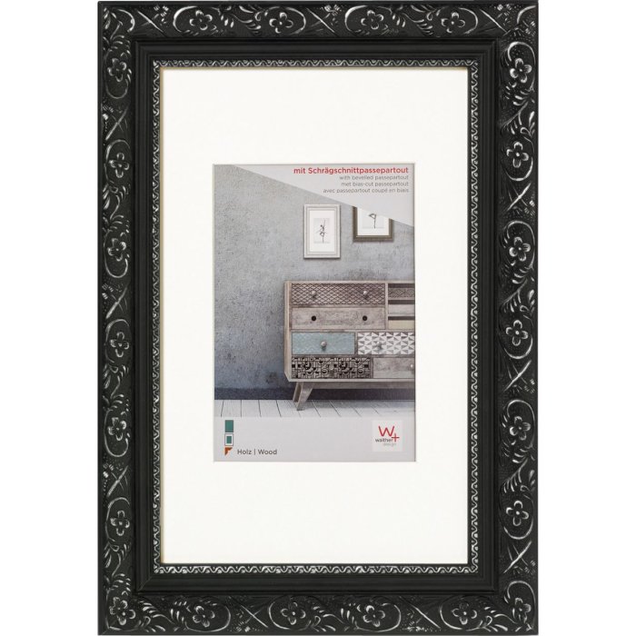 Cornice barocca 40x50 cm in legno nero