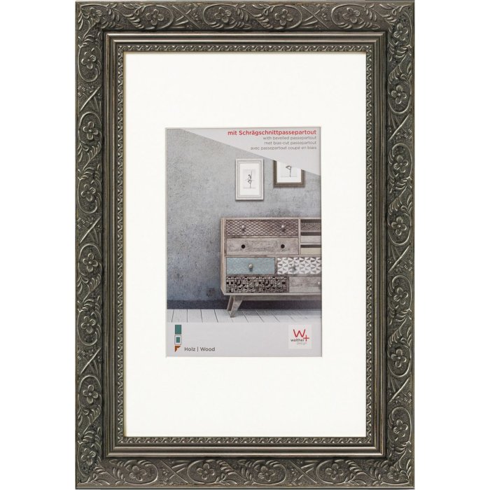 Walther Telaio in legno BAROCK antracite 40x50 cm con passepartout 28x35 cm