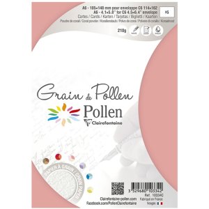 Confezione da 5 cartoncini Grain de Pollen 105x148 mm Polvere di corallo