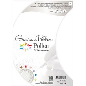 Confezione da 5 cartoncini doppi Polline 105x148 mm Papavero bianco