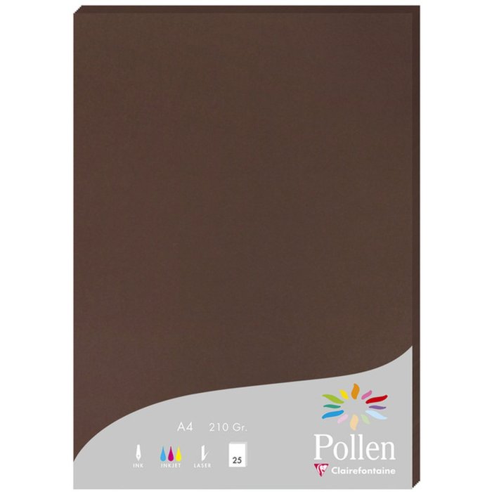 25 fogli di carta Pollen, DIN A4, 210g marrone cioccolato