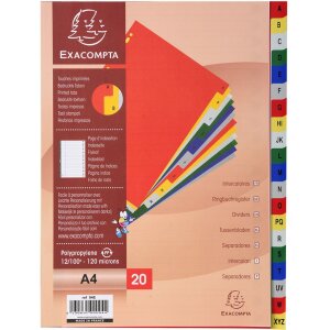 Registro colorato in PP con stampa alfabetica