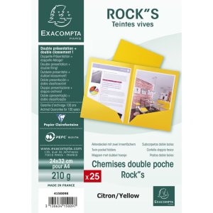 Confezione da 25 cartelline con 2 scomparti interni Cartoncino Manila 220g - A4 Sun