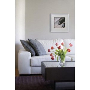30x40 cm PIANO cornice in legno bianca con passe-partout