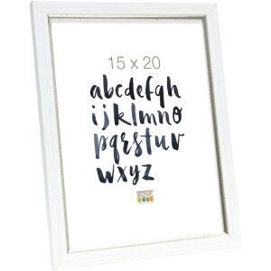 Cornice in plastica S46A bianca con argento 13x18 cm