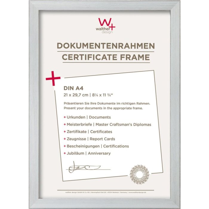 Walther Cornice portafoto Costruzione 21x30 cm argento Cornice per certificato