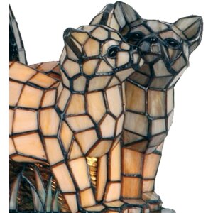 Lampada da tavolo Tiffany Cat 27x18x35 cm marrone