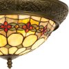 LumiLamp 5LL-5355 Lampada da soffitto Tiffany Ø 38x19 cm Beige Rosso Vetro Rosa Triangolo