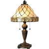 LumiLamp 5LL-5408 Lampada da tavolo Tiffany Ø 36x62 cm Triangolo di vetro marrone beige