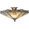 LumiLamp 5LL-5420 Plafoniera Tiffany Ø 40x23 cm Vetro Metallo Marrone Beige