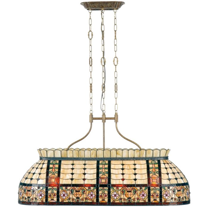 LumiLamp 5LL-5440 Lampada a sospensione Tiffany 115x34x141 cm Beige Verde Metallo Vetro Fiori