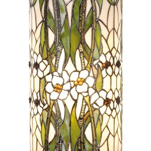 LumiLamp 5LL-5539 Colonna Tiffany Ø 31x78 cm Verde Fiori di vetro bianco Rotondo