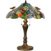 LumiLamp 5LL-5582 Lampada da tavolo Tiffany Ø 52x65 cm Farfalle in vetro verde blu