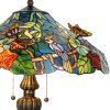 LumiLamp 5LL-5582 Lampada da tavolo Tiffany Ø 52x65 cm Farfalle in vetro verde blu