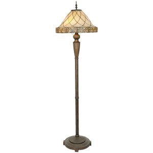 LumiLamp 5LL-5613 Lampada da terra Tiffany Ø 46x168 cm Lampada da terra triangolo in vetro beige