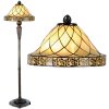 LumiLamp 5LL-5613 Lampada da terra Tiffany Ø 46x168 cm Lampada da terra triangolo in vetro beige