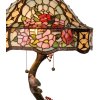 LumiLamp 5LL-5631 Lampada da tavolo Tiffany Ø 45x62 cm Fiori di vetro rosa verde